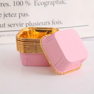 Pink Colour Square shape cupcake liner