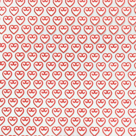 Chocolate Transfer Sheet A3 Red Colour Heart Outline Design
