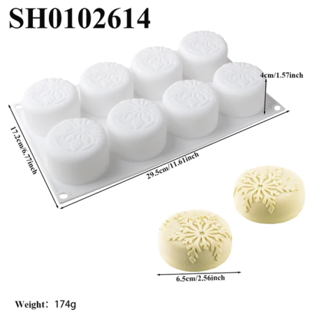 Round shape Snowflake design mousse cake mould