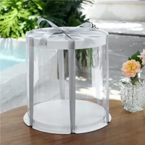 Round White Clear Tall Cake Box 30cm X 30cm x 40cm