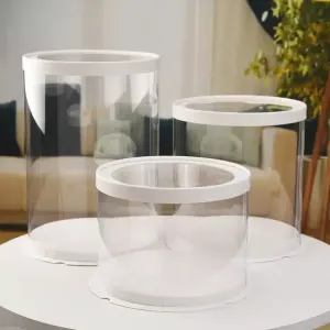 Round Clear Lid Tall Cake Box 30cm X 30cm x 40cm