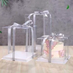 Square Clear Lid Tall Cake Box 30cm X 30cm x 40cm