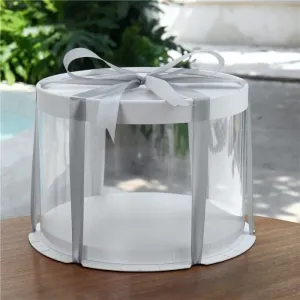 Round White Clear Tall Cake Box 22cm X 22cm x 45cm